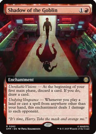 Shadow of the Goblin (Extended Art) (SPM-262) [Marvel's Spider-Man] Foil MTG Single Wizards of the Coast