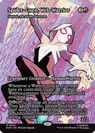 Spider-Gwen, Web-Warrior - Najeela, the Blade-Blossom (MAR-024) [Marvel Eternal-Legal] Foil MTG Single Wizards of the Coast
