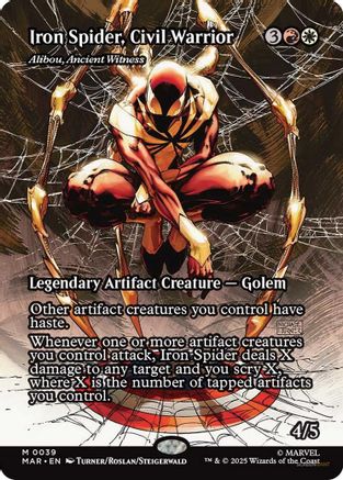 Iron Spider, Civil Warrior - Alibou, Ancient Witness (MAR-039) [Marvel Eternal-Legal] Foil MTG Single Wizards of the Coast