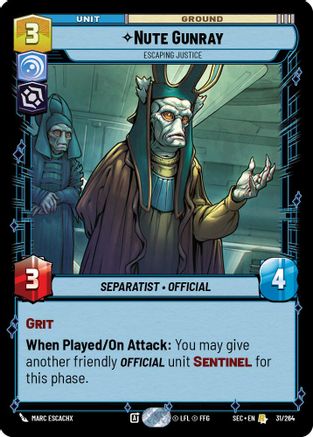 Nute Gunray - Escaping Justice (31/264) [Secrets of Power] Star Wars: Unlimited Single Disney