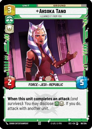 Ahsoka Tano - I Learned It from You (96/264) [Secrets of Power] Star Wars: Unlimited Single Disney