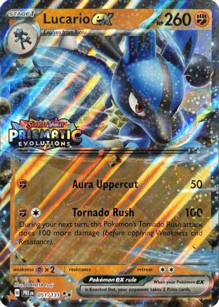 Lucario ex (Prismatic Evolutions Stamp) (51) Holofoil [Misc: Cards & Products] Pokemon Single Pokémon