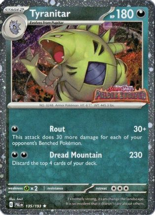 Tyranitar (Paldea Evolved Stamp) (135) Holofoil [Misc: Cards & Products] Pokemon Single Pokémon