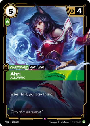 Ahri - Alluring (066/298) [Origins] Foil Riftbound Singles Riot Games