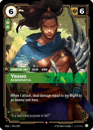 Yasuo - Remorseful (076/298) [Origins] Foil Riftbound Singles Riot Games