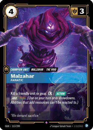 Malzahar - Fanatic (113/298) [Origins] Foil Riftbound Singles Riot Games