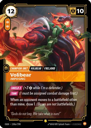 Volibear - Imposing (Alternate Art) (158a/298) [Origins] Foil Riftbound Singles Riot Games