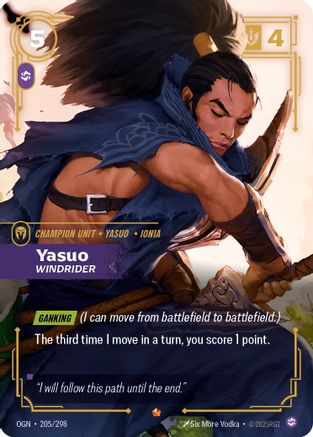 Yasuo - Windrider (205/298) [Origins] Foil Riftbound Singles Riot Games