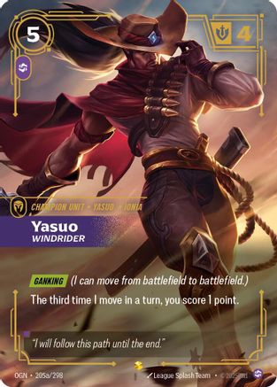 Yasuo - Windrider (Alternate Art) (205a/298) [Origins] Foil Riftbound Singles Riot Games