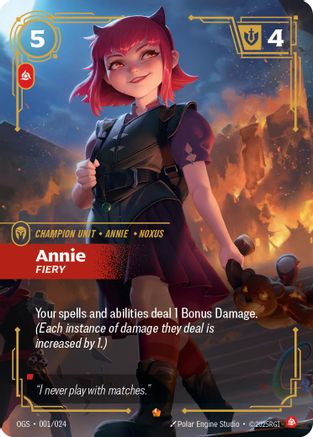 Annie - Fiery (001/024) [Origins Proving Grounds] Riftbound Singles Riot Games
