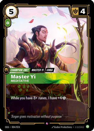 Master Yi - Meditative (004/024) [Origins Proving Grounds] Riftbound Singles Riot Games