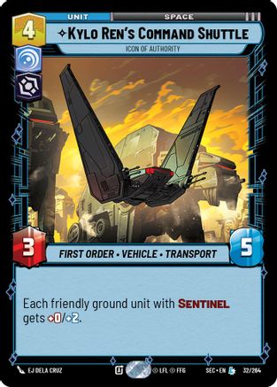 Kylo Ren's Command Shuttle - Icon of Authority (32/264) [Secrets of Power] Star Wars: Unlimited Single Disney
