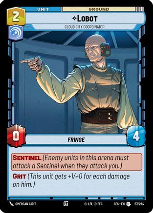 Lobot - Cloud City Coordinator (57/264) [Secrets of Power] Star Wars: Unlimited Single Disney