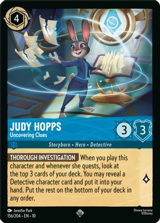 Judy Hopps - Uncovering Clues (156/204) [Whispers in the Well] Cold Foil Lorcana Single Disney
