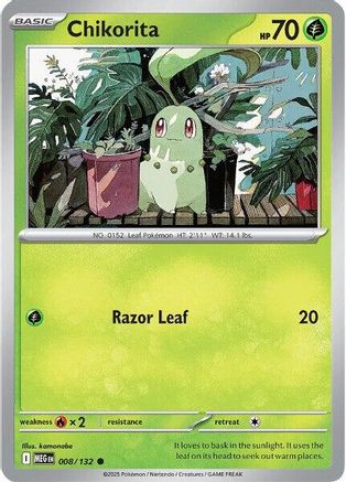 Chikorita (8) Reverse Holofoil [ME01 Mega Evolution] Pokemon Single Pokémon