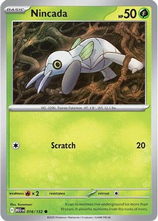 Nincada (16) Reverse Holofoil [ME01 Mega Evolution] Pokemon Single Pokémon