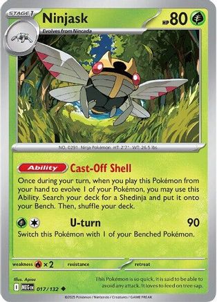 Ninjask - 017/132 [ME01 Mega Evolution] Pokemon Single Pokémon