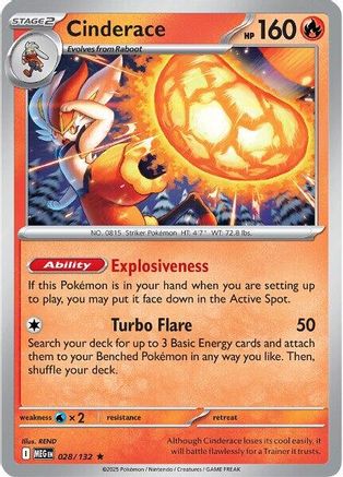 Cinderace (28) Reverse Holofoil [ME01 Mega Evolution] Pokemon Single Pokémon