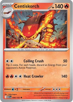 Centiskorch (30) Reverse Holofoil [ME01 Mega Evolution] Pokemon Single Pokémon