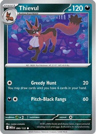 Thievul (90) Reverse Holofoil [ME01 Mega Evolution] Pokemon Single Pokémon