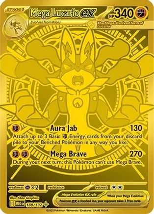Mega Lucario ex - 188/132 Holofoil [ME01 Mega Evolution] Pokemon Single Pokémon
