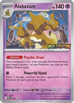 Alakazam - 003 (3) Holofoil [ME Mega Evolution Promo] Pokemon Single Pokémon