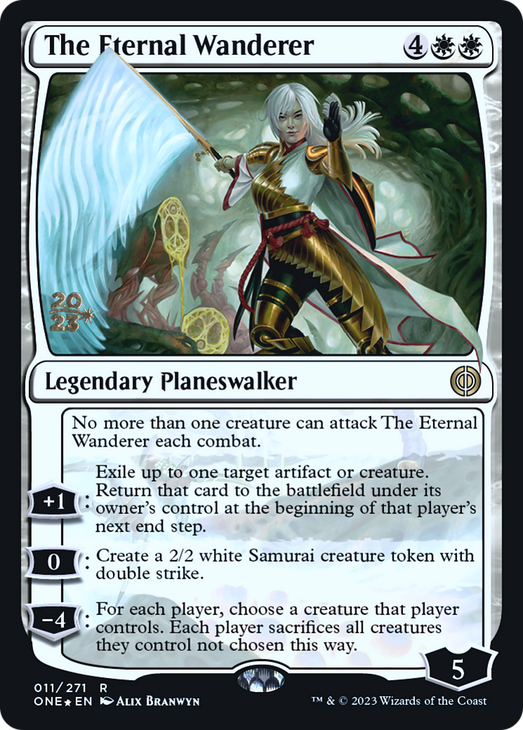 The Eternal Wanderer (PRE-011) [Phyrexia: All Will Be One Promos] Foil MTG Single Wizards of the Coast