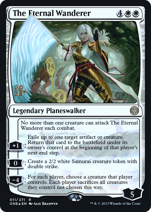 The Eternal Wanderer (PRE-011) [Phyrexia: All Will Be One Promos] Foil MTG Single Wizards of the Coast