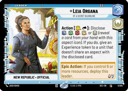 Leia Organa - Of A Secret Bloodline (4/264) [Secrets of Power] Star Wars: Unlimited Single Disney