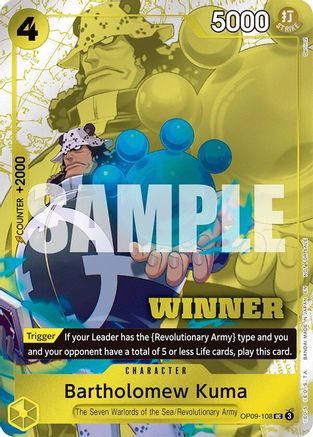 Bartholomew Kuma (Winner Pack 2025 Vol. 4) (OP09-108) [One Piece Promotion Cards] Foil One Piece Single Bandai