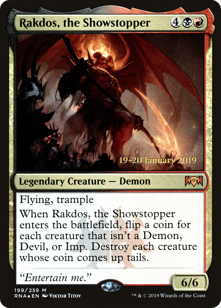 Rakdos, the Showstopper (PRE-199) [Ravnica Allegiance Promos] Foil MTG Single Wizards of the Coast