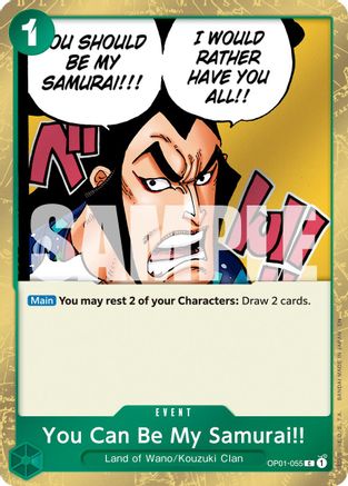 You Can Be My Samurai!! (Pirate Foil) (OP01-055) [Premium Booster -The Best- Vol. 2] Foil One Piece Single Bandai