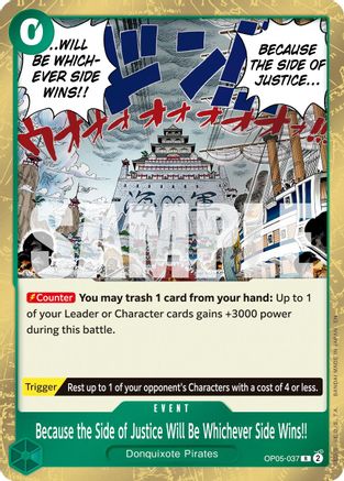 Because the Side of Justice Will Be Whichever Side Wins!! (Reprint) (OP05-037) [Premium Booster -The Best- Vol. 2] Foil One Piece Single Bandai