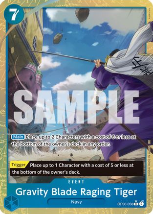 Gravity Blade Raging Tiger (Alternate Art) (OP06-058) [Premium Booster -The Best- Vol. 2] Foil One Piece Single Bandai