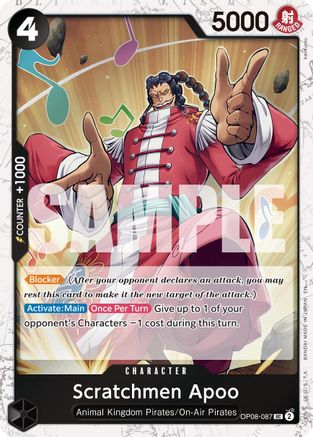 Scratchmen Apoo - OP08-087 (Pirate Foil) (OP08-087) [Premium Booster -The Best- Vol. 2] Foil One Piece Single Bandai