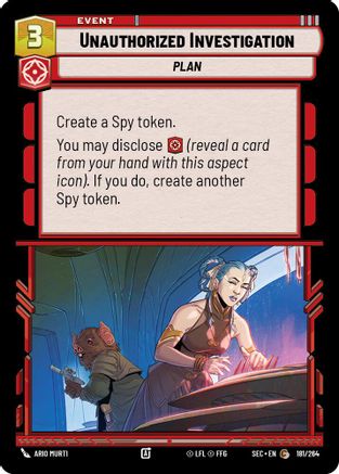 Unauthorized Investigation (181/264) [Secrets of Power] Star Wars: Unlimited Single Disney