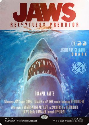 Jaws, Relentless Predator (Rainbow Foil) (SLD-2175) [Secret Lair Drop Series] Foil MTG Single Wizards of the Coast