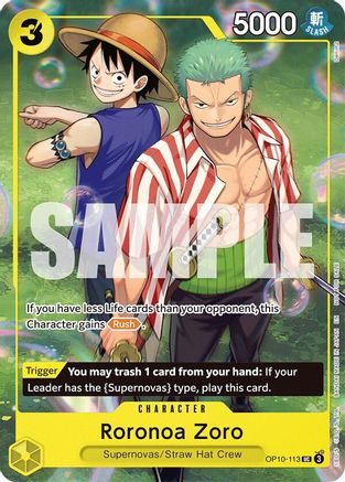 Roronoa Zoro (Learn Together Deck Set - Set Sail Event) (OP10-113) [One Piece Promotion Cards] One Piece Single Bandai