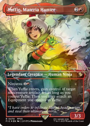 Yuffie, Materia Hunter (Borderless) (Chocobo Track Foil) (FIC-470) [Commander: FINAL FANTASY] Foil MTG Single Wizards of the Coast