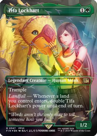 Tifa Lockhart (Borderless) (Chocobo Track Foil) (FIN-567) [FINAL FANTASY] Foil MTG Single Wizards of the Coast