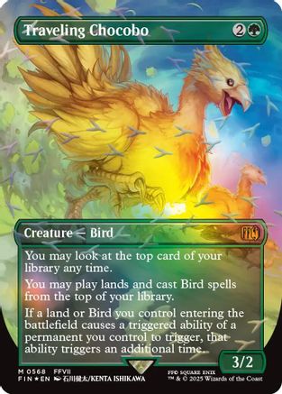 Traveling Chocobo (Borderless) (Chocobo Track Foil) (FIN-568) [FINAL FANTASY] Foil MTG Single Wizards of the Coast