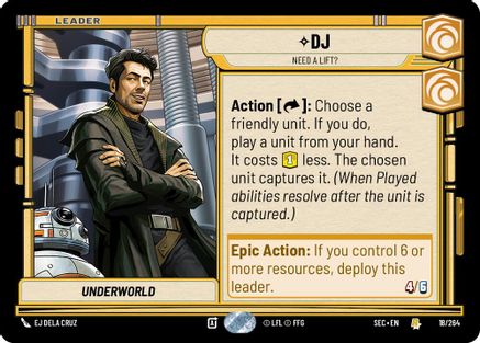 DJ - Need a Lift? (18/264) [Secrets of Power] Star Wars: Unlimited Single Disney