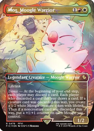 Mog, Moogle Warrior (Borderless) (Chocobo Track Foil) (FIC-476) [Commander: FINAL FANTASY] Foil MTG Single Wizards of the Coast