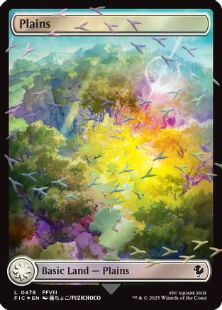 Plains (Chocobo Track Foil) (FIC-478) [Commander: FINAL FANTASY] Foil MTG Single Wizards of the Coast