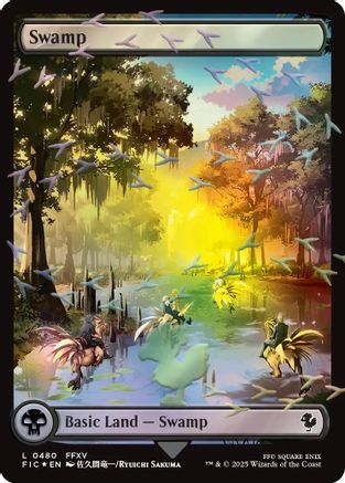 Swamp (Chocobo Track Foil) (FIC-480) [Commander: FINAL FANTASY] Foil MTG Single Wizards of the Coast