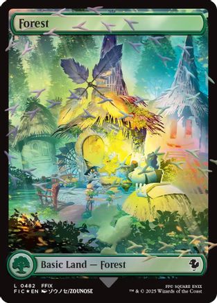 Forest (Chocobo Track Foil) (FIC-482) [Commander: FINAL FANTASY] Foil MTG Single Wizards of the Coast