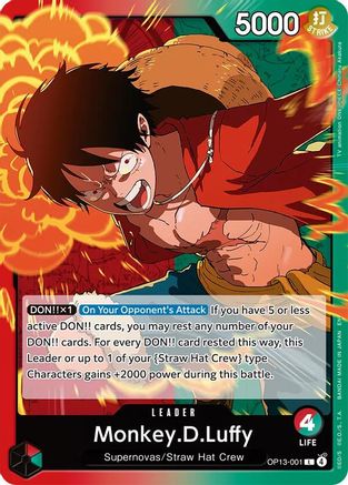 Monkey.D.Luffy (001) (OP13-001) [Carrying On His Will] One Piece Single Bandai