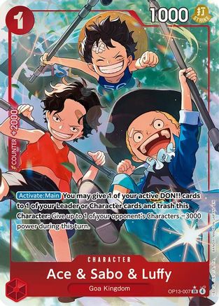 Ace & Sabo & Luffy (Alternate Art) (OP13-007) [Carrying On His Will] Foil One Piece Single Bandai