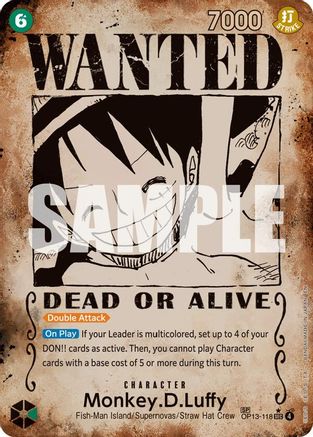 Monkey.D.Luffy (118) (Wanted Poster) (OP13-118) [Carrying On His Will] Foil One Piece Single Bandai