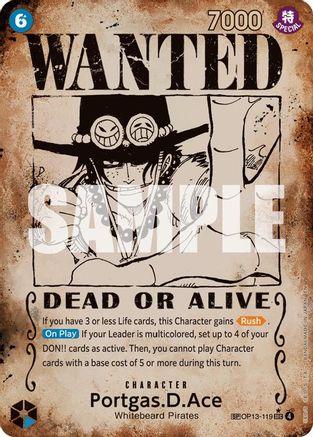 Portgas.D.Ace (119) (Wanted Poster) (OP13-119) [Carrying On His Will] Foil One Piece Single Bandai
